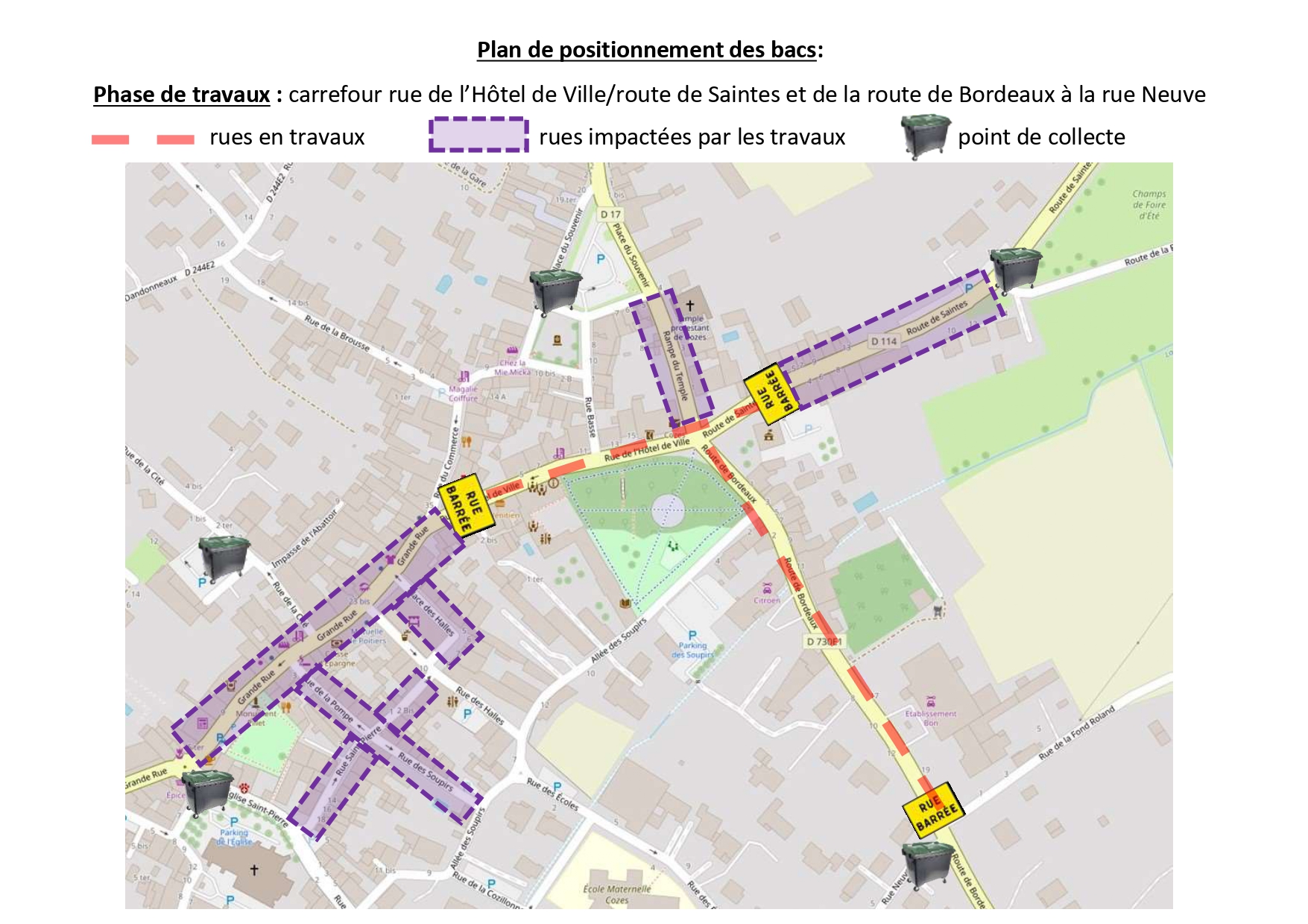 Travaux route de Bordeaux - collecte des déchets à partir du 08/02/2023