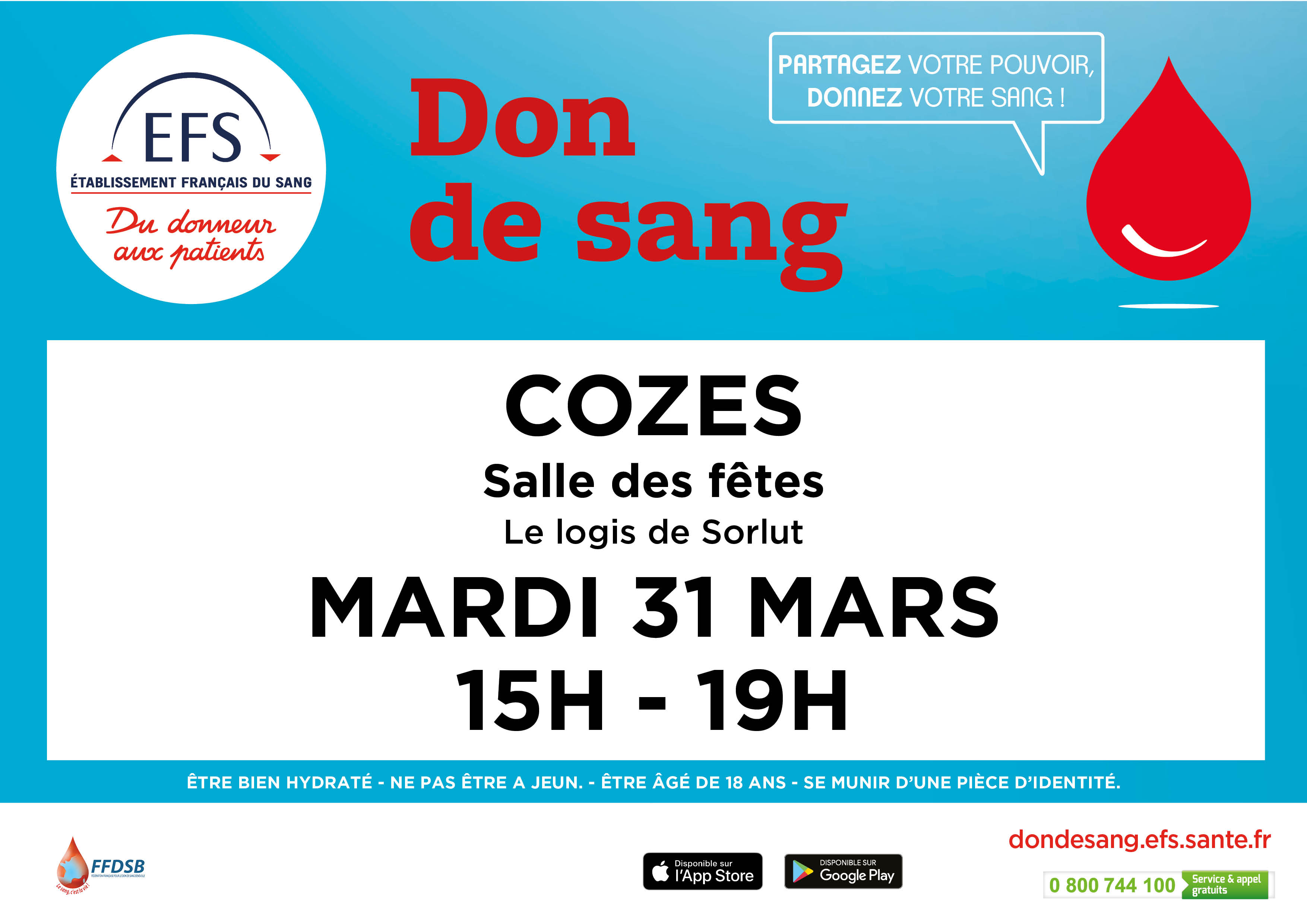 Don de Sang au Logis de Sorlut de 15h à 19h