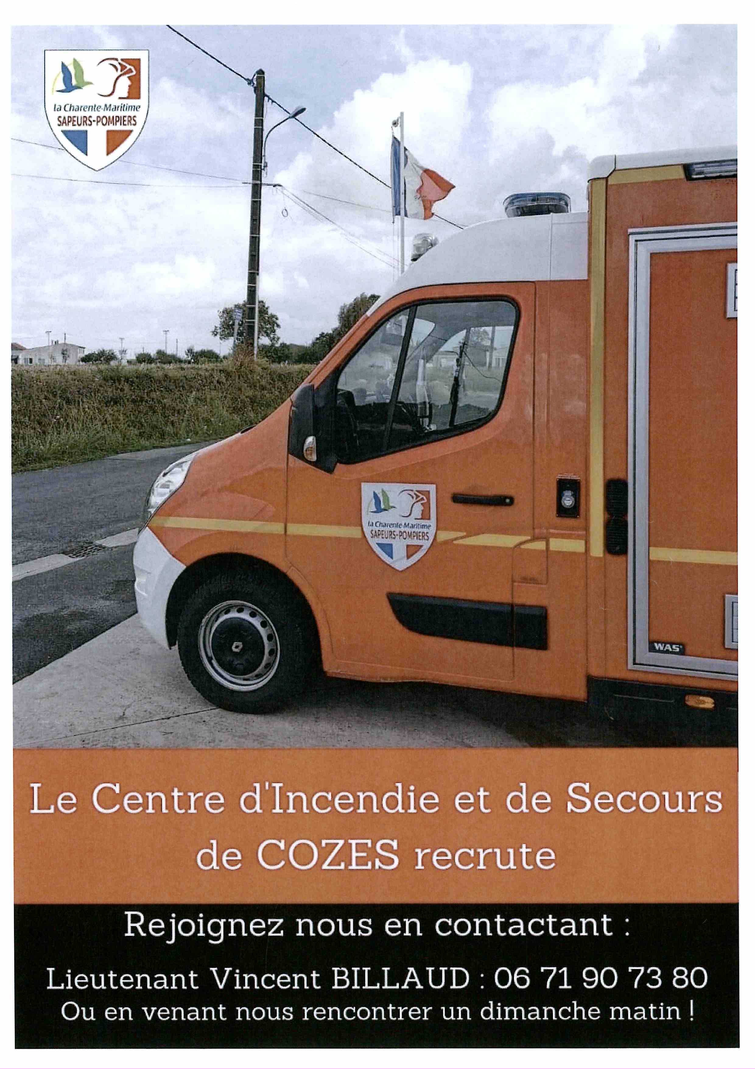 Le Centre d'Incendie et de Secours de Cozes Recrute