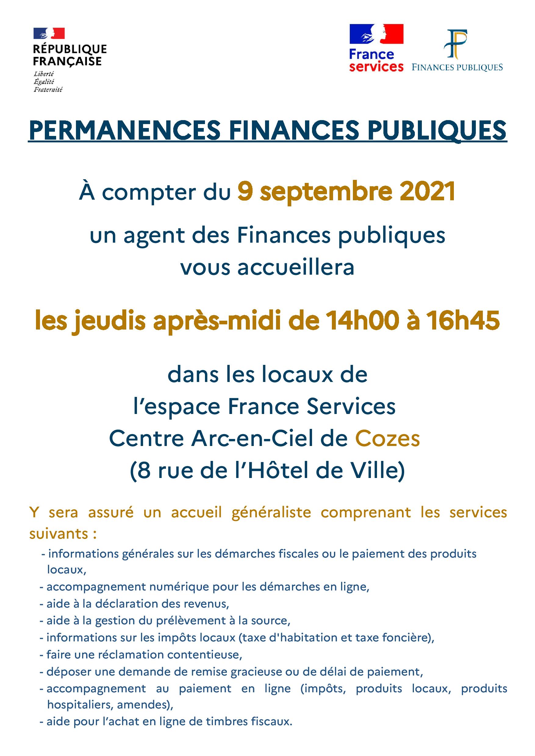 Permanences Finances Publiques à Cozes