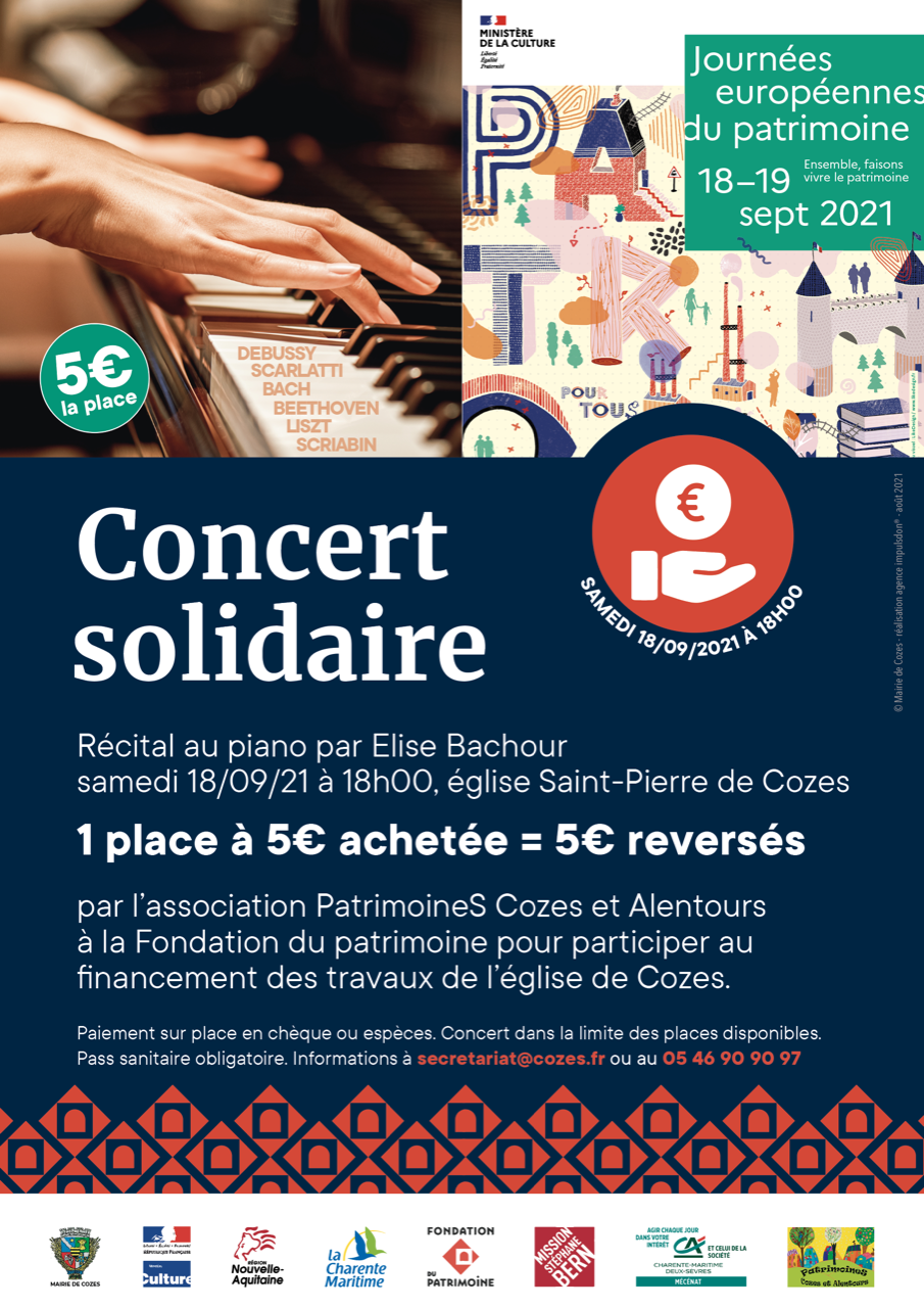 Journée Européennes du Patrimoine - Concert Solidaire - 18 septembre 2021